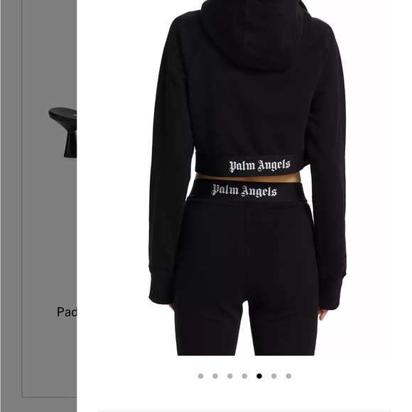 Palm Angels Cropped Quarter-Zip Hoodie and Logo Band Flare Sweatpants Set - Picture 2 of 11